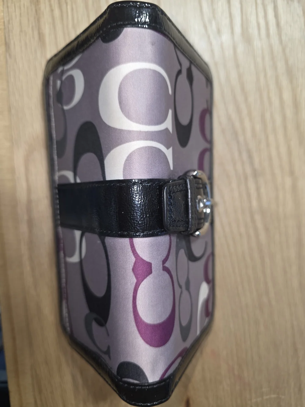 Coach Signature Buckle Zip Wallet in Purple/Black